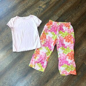 Mini Boden Floral Capri Pants & Art Class Pink Shirt